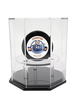 OnDisplay Deluxe UV-Protected Hockey Puck Display Case - Octagon Black Base