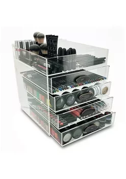 OnDisplay Ultimate Diva Cosmetic Organization Station - 12" Cube - Gold/Silver Agate (Black/Gold)