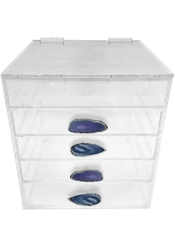 OnDisplay Ultimate Diva Cosmetic Organization Station - 12" Cube - Gold/Silver Agate (Blue/Silver)