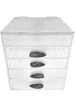 OnDisplay Ultimate Diva Cosmetic Organization Station - 12" Cube - Gold/Silver Agate (Black/Silver)