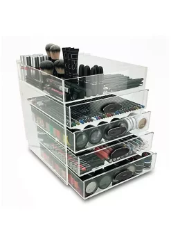 OnDisplay Ultimate Diva Cosmetic Organization Station - 12" Cube - Gold/Silver Agate (Black/Silver) -OnDisplay store Belk 467