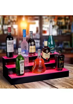 OnDisplay Luxe Acrylic LED Lighted Bar Stage Display - Expandable Glowing Liquor Bottle Shelf - Light Show Display for Bar or Man Cave (Black, 24")