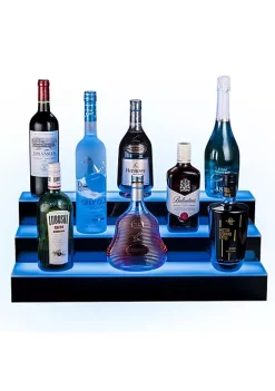 OnDisplay Luxe Acrylic LED Lighted Bar Stage Display - Expandable Glowing Liquor Bottle Shelf - Light Show Display for Bar or Man Cave (Black, 24") -OnDisplay store Belk 471