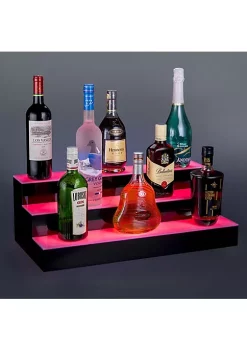 OnDisplay Luxe Acrylic LED Lighted Bar Stage Display - Expandable Glowing Liquor Bottle Shelf - Light Show Display for Bar or Man Cave (Black, 24") -OnDisplay store Belk 473