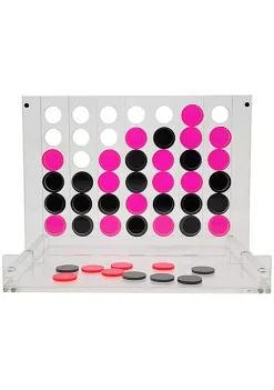 OnDisplay Luxe Acrylic Four In A Row Game w/Acrylic Storage Box - 4-In-A-Row Classic Executive Board Game (Pink/Black) -OnDisplay store Belk 492