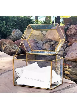 OnDisplay Luxe Gold Frame Glass Wedding Card Box w/Lid - Clear Gift/Money Box - Bar Mitzvah/Birthday/Sweet 16/Anniversary -OnDisplay store Belk 538