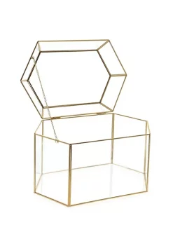 OnDisplay Luxe Gold Frame Glass Wedding Card Box w/Lid - Clear Gift/Money Box - Bar Mitzvah/Birthday/Sweet 16/Anniversary -OnDisplay store Belk 540