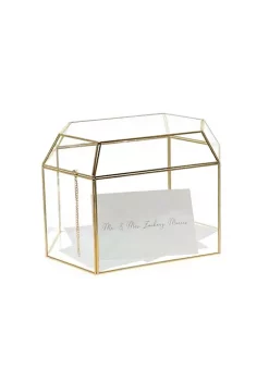 OnDisplay Luxe Gold Frame Glass Wedding Card Box w/Lid - Clear Gift/Money Box - Bar Mitzvah/Birthday/Sweet 16/Anniversary -OnDisplay store Belk 541