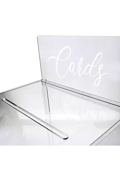 OnDisplay 10" Luxe Acrylic Clear Wedding Card Money Box w/Hinged Lid and Removable Sign - Lucite Gift/Money Box - Bar Mitzvah/Birthday/Sweet 16/Anniversary (Cards Print) -OnDisplay store Belk 552