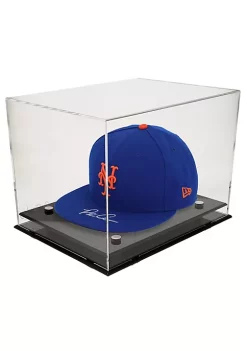 OnDisplay Deluxe UV-Protected Baseball Hat/Helmet Display Case - Black Base - Luxe Handmade Acrylic Case for Autographed Ball Caps, Helmets and More