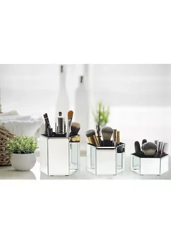 OnDisplay Tressa Set of 3 Hexagon Mirrored Trays for Makeup/Cosmetics, Brushes, Office, Jewelry and Accessories (Silver) -OnDisplay store Belk 58