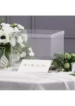 OnDisplay 10" Luxe Acrylic Clear Wedding Card Box w/Lid - Lucite Gift/Money Box - Bar Mitzvah/Birthday/Sweet 16/Anniversary (No Print) -OnDisplay store Belk 586