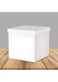 OnDisplay 10" Luxe Acrylic White Wedding Card Box w/Lid - Lucite Gift/Money Box - Bar Mitzvah/Birthday/Sweet 16/Anniversary (White) -OnDisplay store Belk 593