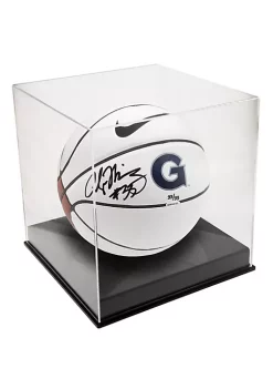 OnDisplay Deluxe Acrylic UV-Protected Basketball/Soccer Ball Display Case -- Luxury Handmade Clear Memorabilia Display (Black Base)