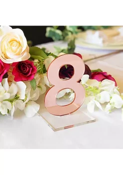 OnDisplay Luxe Laser Cut Mirrored Acrylic Wedding/Party/Event Table Numbers - 5" Tall Modern Thick Mirror Set (Rose Gold, 1-10) -OnDisplay store Belk 602