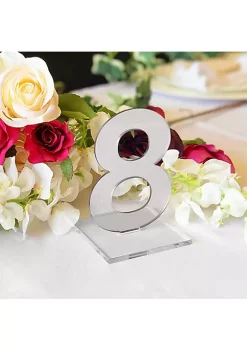 OnDisplay Luxe Laser Cut Mirrored Acrylic Wedding/Party/Event Table Numbers - 5" Tall Modern Thick Mirror Set (Silver, 1-10) -OnDisplay store Belk 608