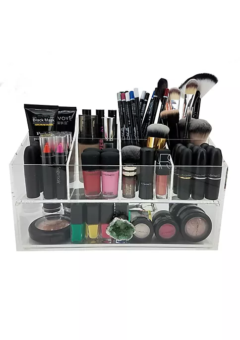 OnDisplay Gracie Deluxe Acrylic Cosmetic/Jewelry Organization Station w/Geode knobs - Green/Silver 4 OnDisplay Gracie Deluxe Acrylic Cosmetic/Jewelry Organization Station w/Geode knobs - Green/Silver - Image 2