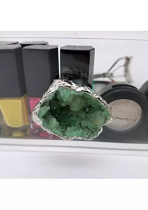 OnDisplay Gracie Deluxe Acrylic Cosmetic/Jewelry Organization Station w/Geode knobs - Green/Silver 5 OnDisplay Gracie Deluxe Acrylic Cosmetic/Jewelry Organization Station w/Geode knobs - Green/Silver - Image 3