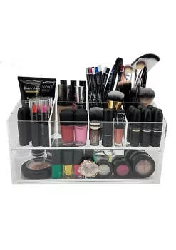 OnDisplay Gracie Deluxe Acrylic Cosmetic/Jewelry Organization Station w/Geode knobs - White/Rose Gold -OnDisplay store Belk 648