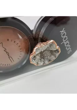 OnDisplay Gracie Deluxe Acrylic Cosmetic/Jewelry Organization Station w/Geode knobs - White/Rose Gold -OnDisplay store Belk 649