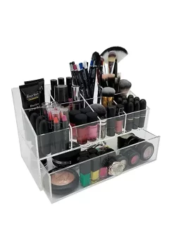 OnDisplay Gracie Deluxe Acrylic Cosmetic/Jewelry Organization Station w/Geode knobs - White/Rose Gold -OnDisplay store Belk 650