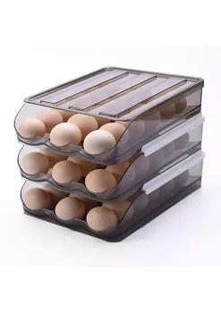 OnDisplay Stackable Acrylic Gravity Egg Tray Holder for Fridge - Food-Safe PET Refrigerator Storage Bin for Eggs (Brown, Set of 3 Trays) -OnDisplay store Belk 656