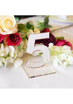 OnDisplay Luxe Laser Cut Mirrored Acrylic Wedding/Party/Event Table Numbers - 5" Tall Modern Thick Mirror Set (Silver, 11-15) -OnDisplay store Belk 660