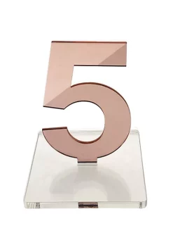 OnDisplay Luxe Laser Cut Mirrored Acrylic Wedding/Party/Event Table Numbers - 5" Tall Modern Thick Mirror Set (Rose Gold, 11-15) -OnDisplay store Belk 670
