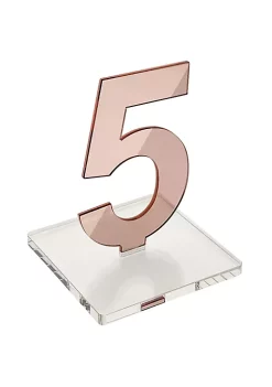 OnDisplay Luxe Laser Cut Mirrored Acrylic Wedding/Party/Event Table Numbers - 5" Tall Modern Thick Mirror Set (Rose Gold, 11-15) -OnDisplay store Belk 673
