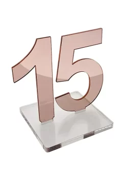 OnDisplay Luxe Laser Cut Mirrored Acrylic Wedding/Party/Event Table Numbers - 5" Tall Modern Thick Mirror Set (Rose Gold, 11-15) -OnDisplay store Belk 674