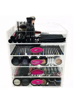 OnDisplay Ultimate Diva Cosmetic Organization Station - 12" Cube - Gold/Silver Agate (Pink/Gold) -OnDisplay store Belk 709