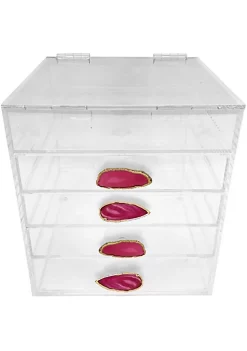 OnDisplay Ultimate Diva Cosmetic Organization Station - 12" Cube - Gold/Silver Agate (Pink/Gold) -OnDisplay store Belk 710
