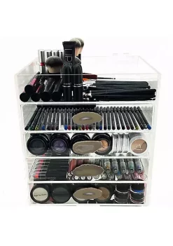 OnDisplay Ultimate Diva Cosmetic Organization Station - 12" Cube - Gold/Silver Agate (Natural/Gold) -OnDisplay store Belk 713