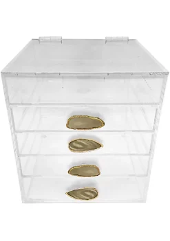 OnDisplay Ultimate Diva Cosmetic Organization Station - 12" Cube - Gold/Silver Agate (Natural/Gold) -OnDisplay store Belk 714