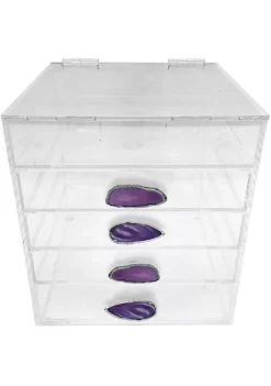 OnDisplay Ultimate Diva Cosmetic Organization Station - 12" Cube - Gold/Silver Agate (Purple/Silver) -OnDisplay store Belk 718