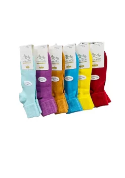 Sierra Socks Women Triple Cuff Crew Cotton Colorful Socks 6 Pair Pack -OnDisplay store Belk 724