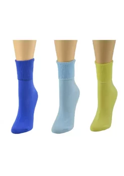 Sierra Socks Women's 100% Combed Cotton Ankle Turn Cuff 3 Pair Pack