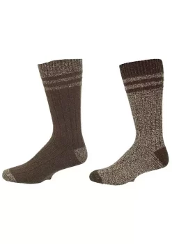 Sierra Socks Men's Wool Blended Crew Marled Outdoor Hiking Socks 2 Pair Pack