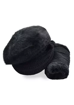 Sierra Socks Women's Fur Lined Hat and Scarf Set, Cable Knit Pattern Hats and Scarf for Winter