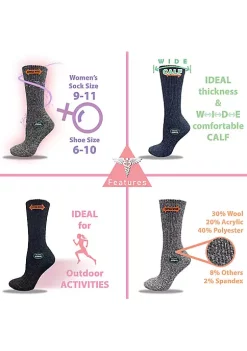 Sierra Socks Women Regenerated Wool Diabetic Outdoor Hiking Extra Wide Calf Socks -OnDisplay store Belk 749