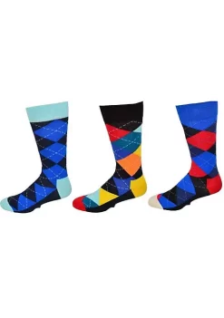 Sierra Socks Men's Dress Casual 3 Pair Pack Combed Cotton Crew Argyle Socks
