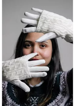 Sierra Socks Women's Gloves - Big Girls Cable Fashion Design Touch Screen and Texting Two Pieces Gloves -OnDisplay store Belk 810