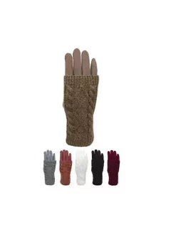 Sierra Socks Women's Gloves - Big Girls Cable Fashion Design Touch Screen and Texting Two Pieces Gloves -OnDisplay store Belk 811