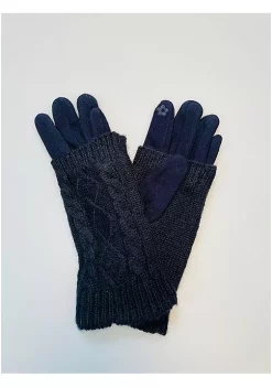 Sierra Socks Women's Gloves - Big Girls Cable Fashion Design Touch Screen and Texting Two Pieces Gloves -OnDisplay store Belk 812