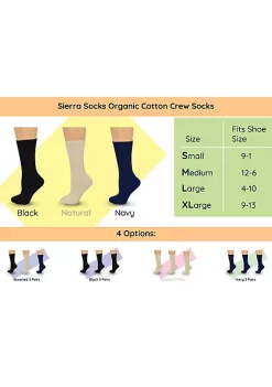 Sierra Socks Organic Cotton Midweight Outdoor Unisex Athletic Crew Socks 3 Pair Pack -OnDisplay store Belk 818