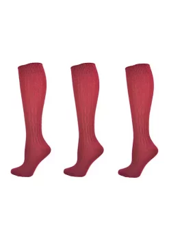 Sierra Socks Classic Cable Knit Acrylic Knee High Socks 3 Pair Pack -OnDisplay store Belk 844