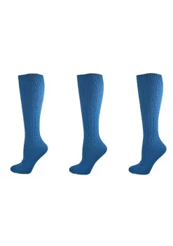 Sierra Socks Classic Cable Knit Acrylic Knee High Socks 3 Pair Pack -OnDisplay store Belk 846