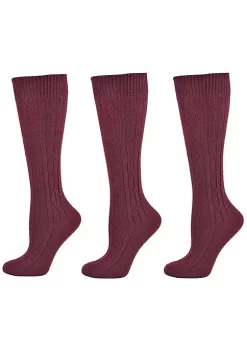 Sierra Socks Classic Cable Knit Acrylic Knee High Socks 3 Pair Pack -OnDisplay store Belk 848