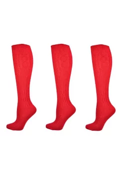 Sierra Socks Classic Cable Knit Acrylic Knee High Socks 3 Pair Pack -OnDisplay store Belk 849