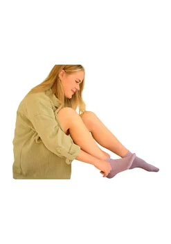 Sierra Socks Women's Bamboo Low Cut Quarter 2 & 4-Pairs Picot Scalloped Edge Socks (Blue/Ivory) -OnDisplay store Belk 956